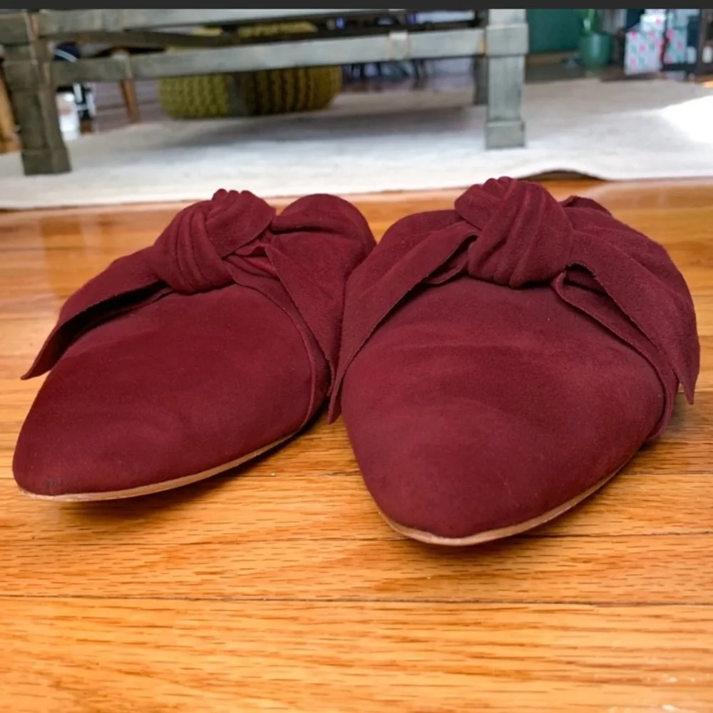 Madewell The Remi Bow Mule in Suede Pinot Noir Burgundy Slide Slip On 9 - Picture 5 of 8